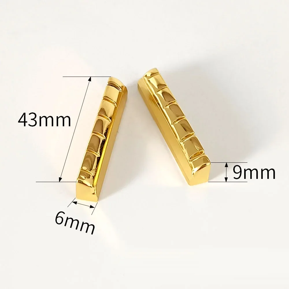 1 Set Slotted Brass Gold Plated Acoustic Guitar Nut and Bridge Saddle Guitar Parts Gold