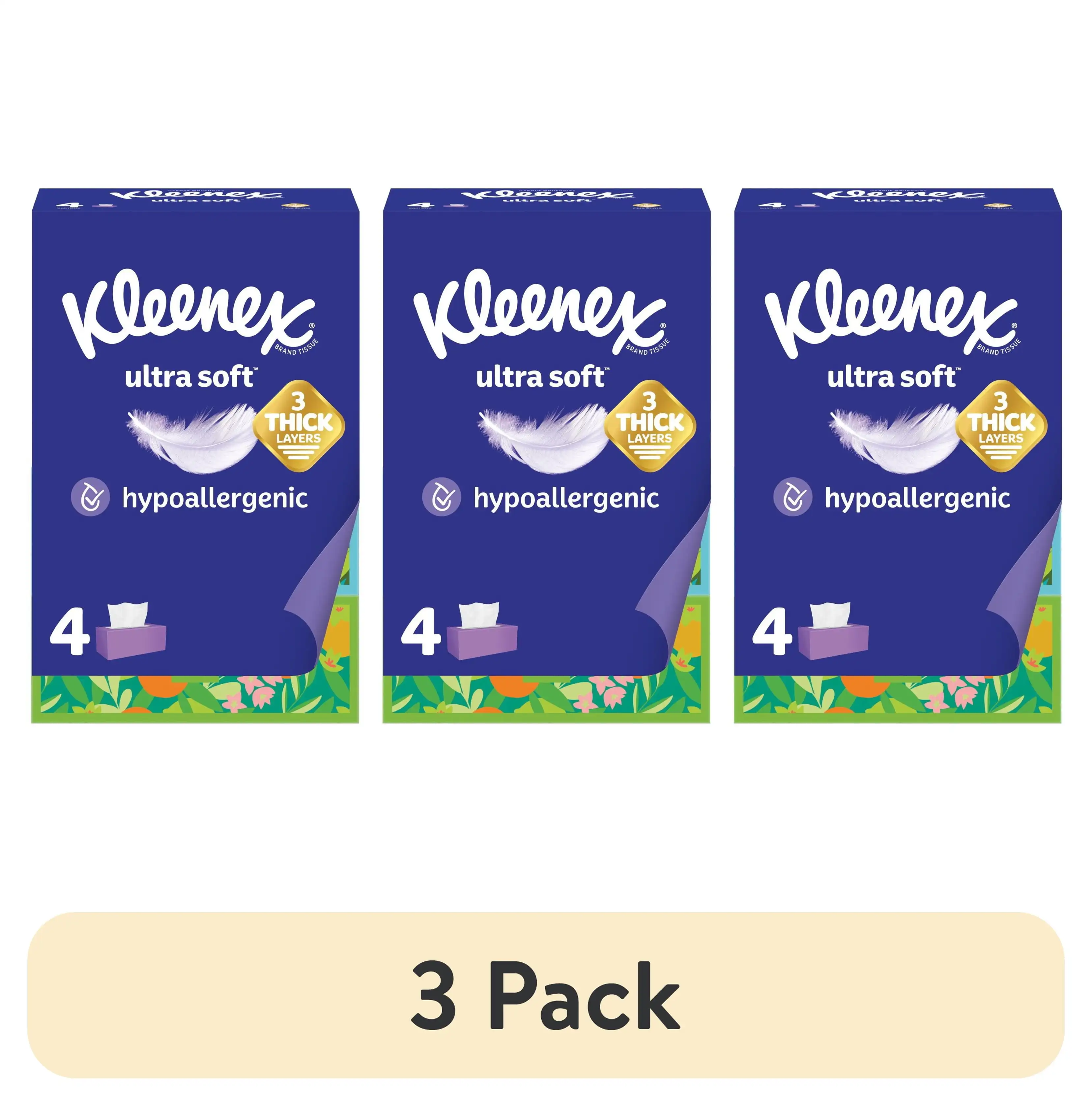 

Ultra Soft Facial Tissues, 4 Flat Boxes, 120 Tissues per Box, 3-Ply
