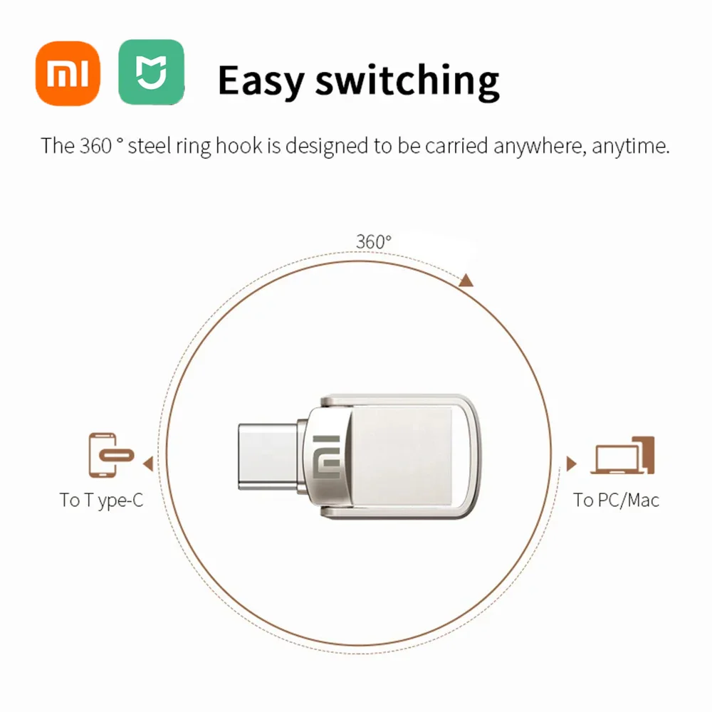 Xiaomi-disco U USB 3,2, interfaz tipo C, teléfono móvil, ordenador, transmisión recíproca, memoria USB portátil, 2TB, 1TB, 256GB, 128GB, 512GB