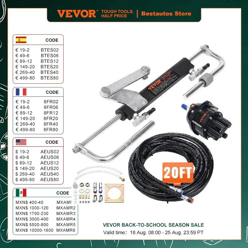 

VEVOR Hydraulic Outboard Steering Kit 90HP Marine Boat Hydraulic Steering System for Single Station Single-Engine Boats Use