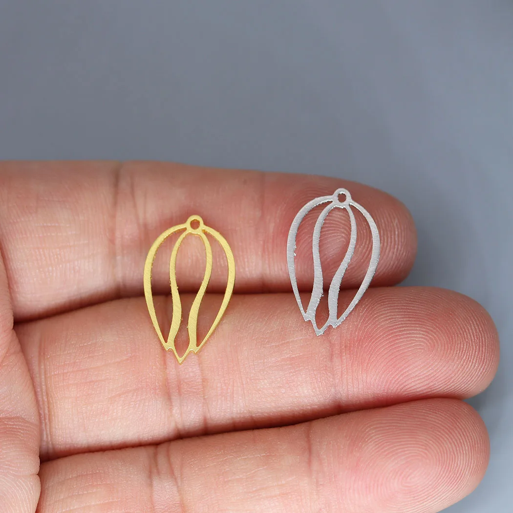 5pcs/lot Fashion Tulip Flower  Charm Pendants Making DIY Stainless Steel Handmade Finding Jewelry