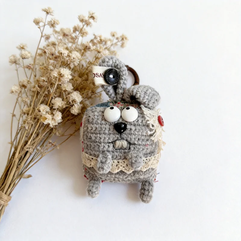 

Personalized Name Bad Bunny Crochet Keychain Custom Handmade Amigurumi Rabbit Bag Charm Gift