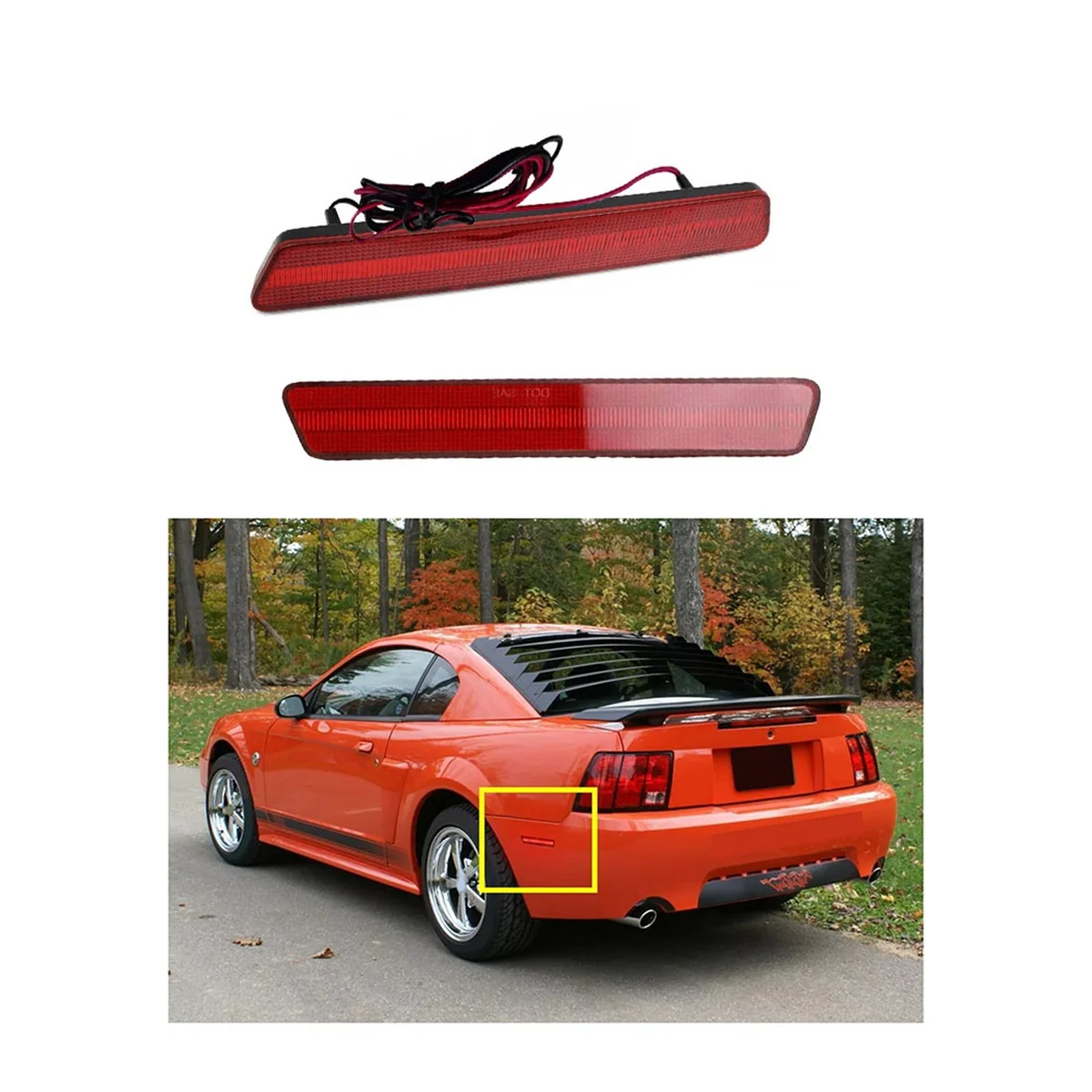 Rear Bumper LED Side Marker Light for 1999-2004 XR3Z-15A448-AA