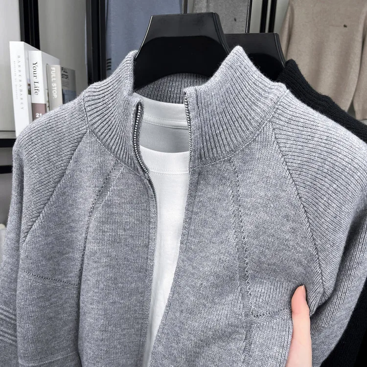 

Мужской вязаный кардиган Busin Casual, весенне-осенняя новинка, стильный американский бренд, свободный свитер с воротником-стойкой