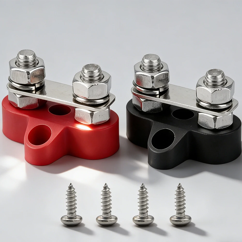 Terminal Block Studs M8 Positive Negative Heavy Duty Bus Bar Power Distribution Stud for Camping RV Truck Boat