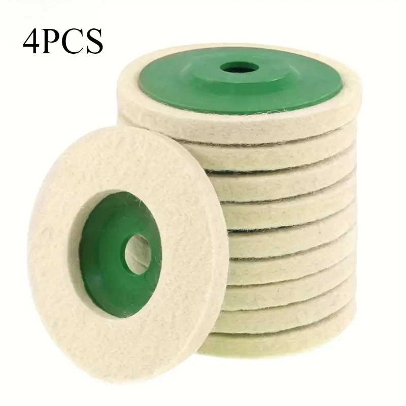 Felt polishing disc, 4-inch durable polishing wheel pad with green backing, suitable for metal rust removal