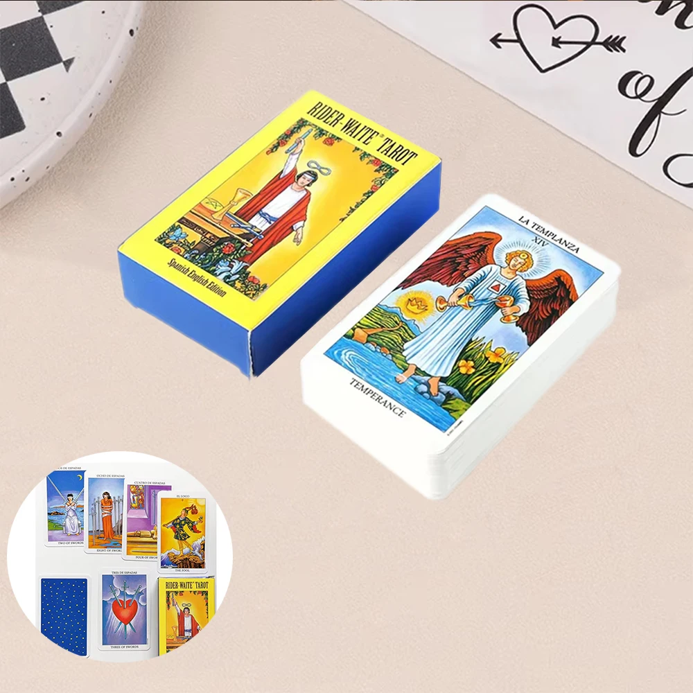 Offre Spéciale : Jeu de Cartes de Tarot Rider Waite pour Divination, Usage Personnel, Version Complète Anglaise et Espagnole, Jeu d'Oracles, Jeu de Société pour Filles