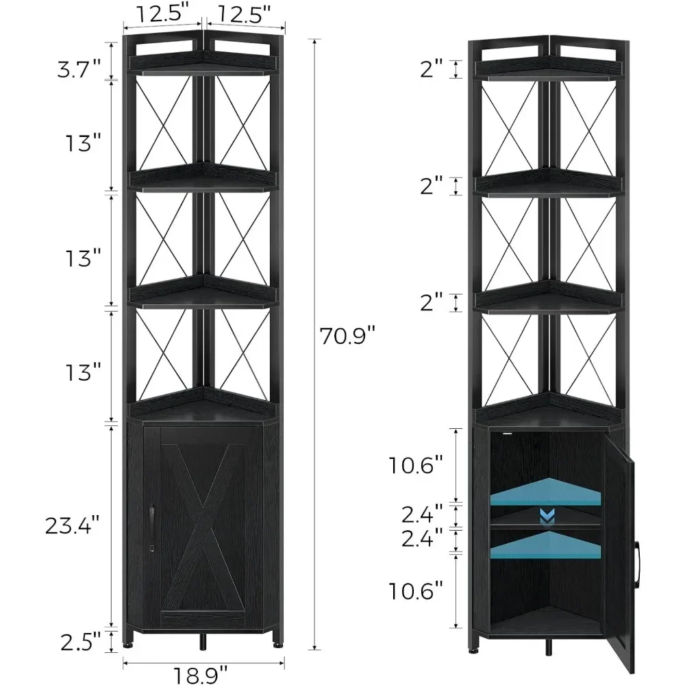Estante de canto rústico com armazenamento, 5-Tier Plant Rack