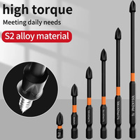 6pcs Cross Screwdriver Head Electric Drill Strong Magnetic Anti Slip Screwdriver Tool High Hardness Extended Hexagonal Electric