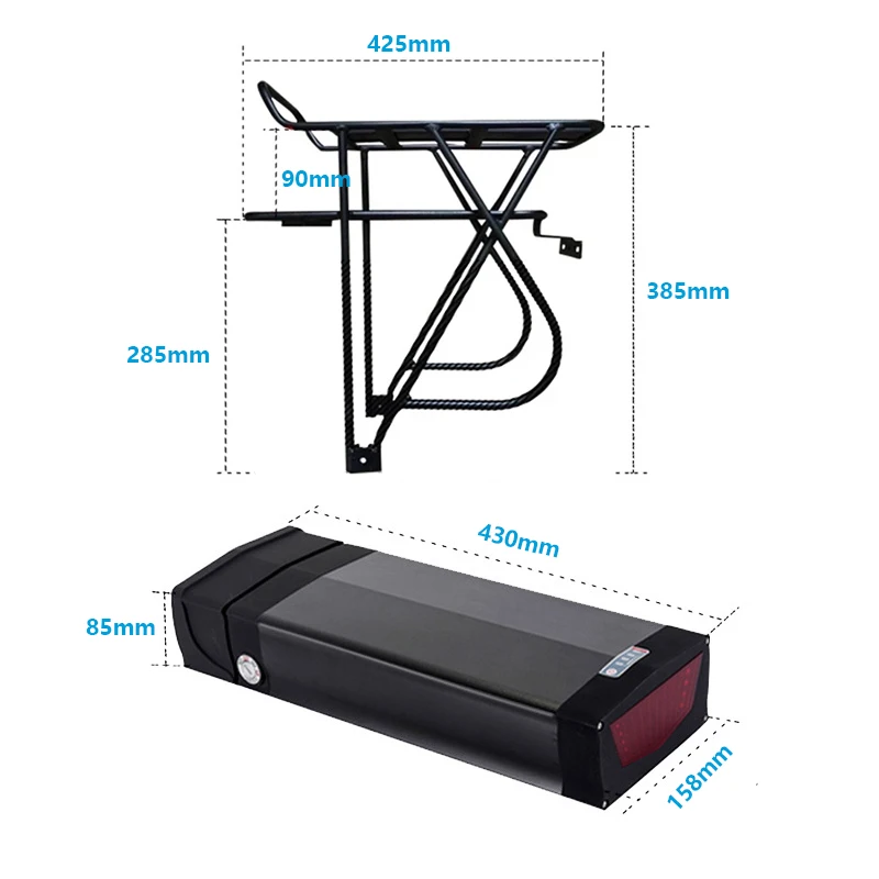 36v 48v 22.5ah 25.6ah 26ah 28.8ah 31.5ah electric bike Battery for Rear rack electric bike lithium battery pack rack battery