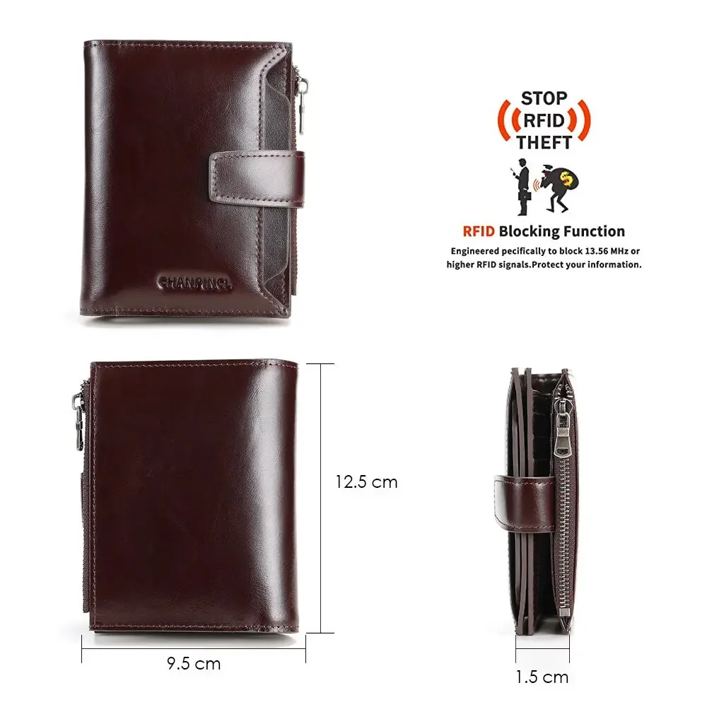 【Genuine Cow Leather & 16 Card Slots】CHANPINCL Luxury Men Wallet Original Short Vertical Driver License First Layer Cowhide Bag