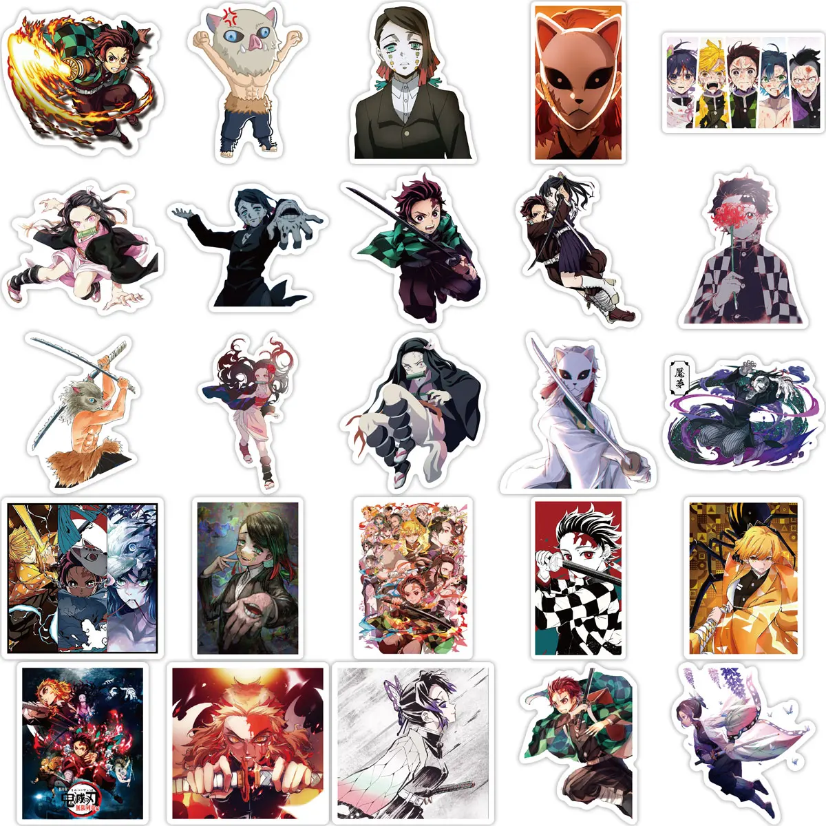 50 Buah Stiker Dekoratif Tahan Air Notebook Koper Ponsel DIY Kartun Anime Dua Dimensi Kepribadian Demon Slayer