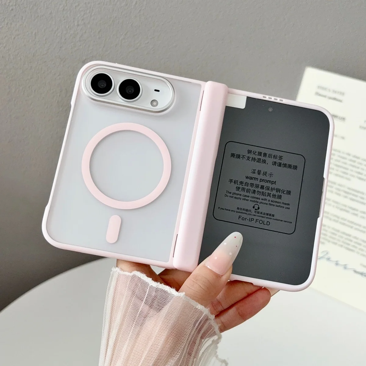 With Screen Protector Transparent Magnetic Phone Case for IPhone Duo for Magsafe Wireless Charging Hinge Protection Cover