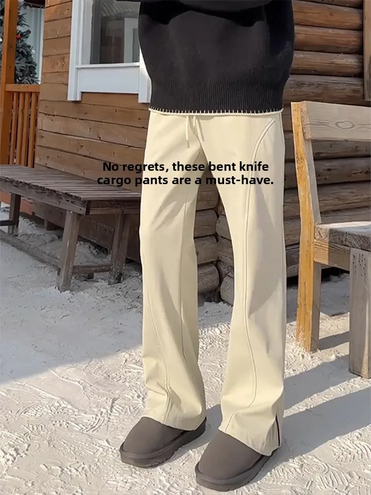 سراويل كاجوال رجالية مبطنة من American Sle Fce شتوية بسحاب جانبي مستقيم الساق مقاومة للماء وجافة في الهواء الطلق... #4