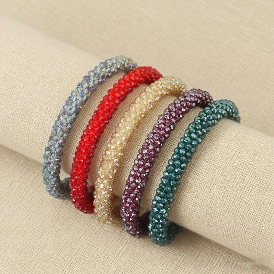 Exquisite Small Crystal Beads Woman Bracelet 5 Colors Elegant Bohemia Elastic Braslet Jewelry Vacation Party Female Hand Joias