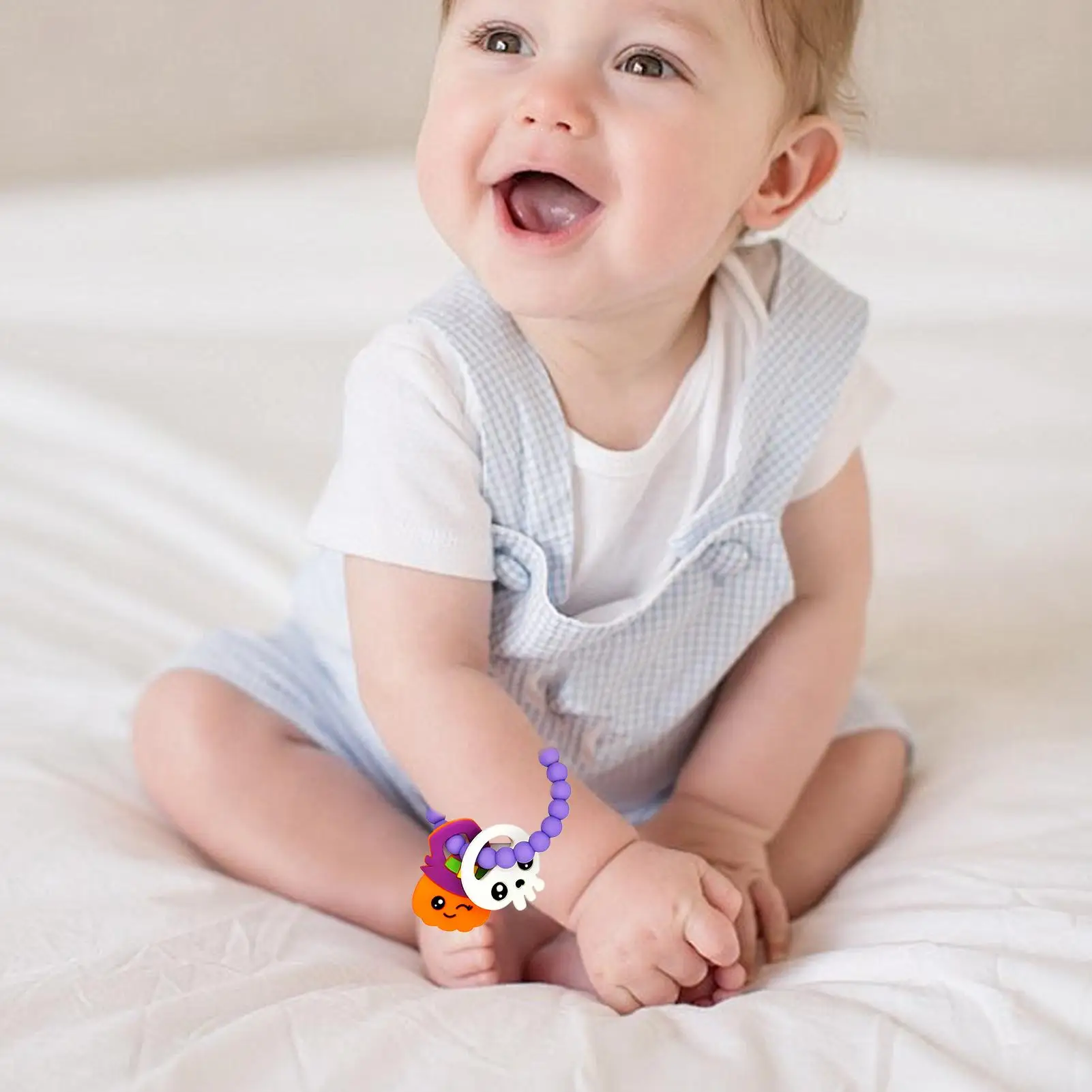 Baby Teether Food-Grade Teething Chewer Chewing Ring With Rattle Beads For Kids Boys Toddler Home Bedroom Travel Indoor Outdoor