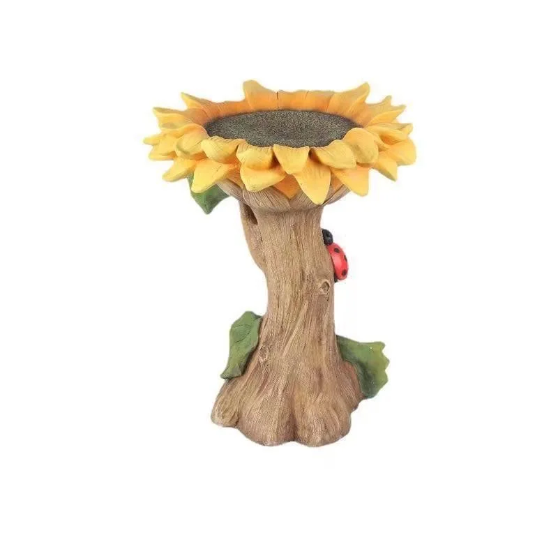 Resin Ornaments Outdoor Decoration Sunflowers Birds Water Dispensers Courtyard Crafts Simulation Sunflower Ornaments