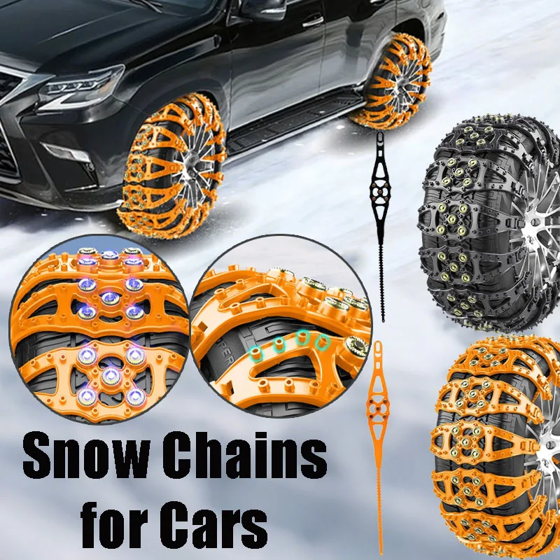Universal Self-Tightening Snow Chains for Cars SUVs and Trucks Enhanced Traction for Ice and Snow Easy Installation