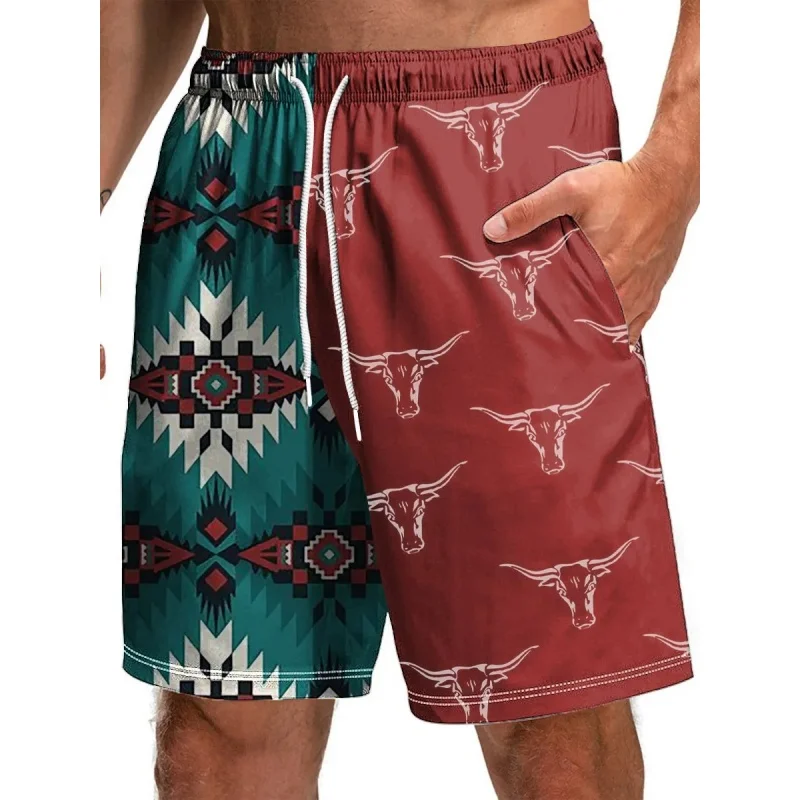 

Frog Dinosaur Cow Patterns Swim Trunks For Men Cartoon Retro 3D Printed Loose Short Pants Casual Sports Hawaii Beach Shorts