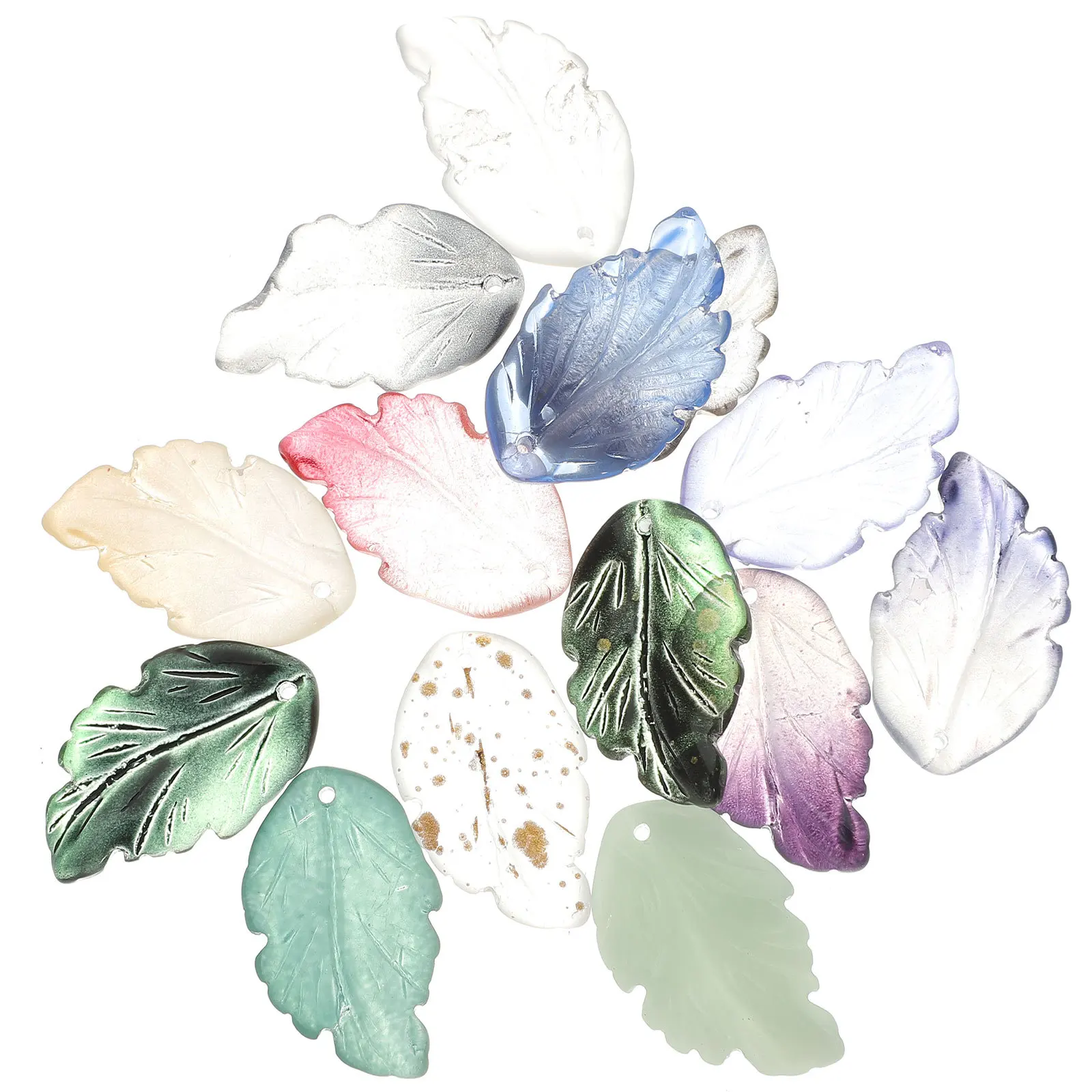 

40Pcs DIY Leaf Charms Glass Leaf Charms for Jewelry Making Earring Bracelet Necklace Crafting Bracelet Charms,