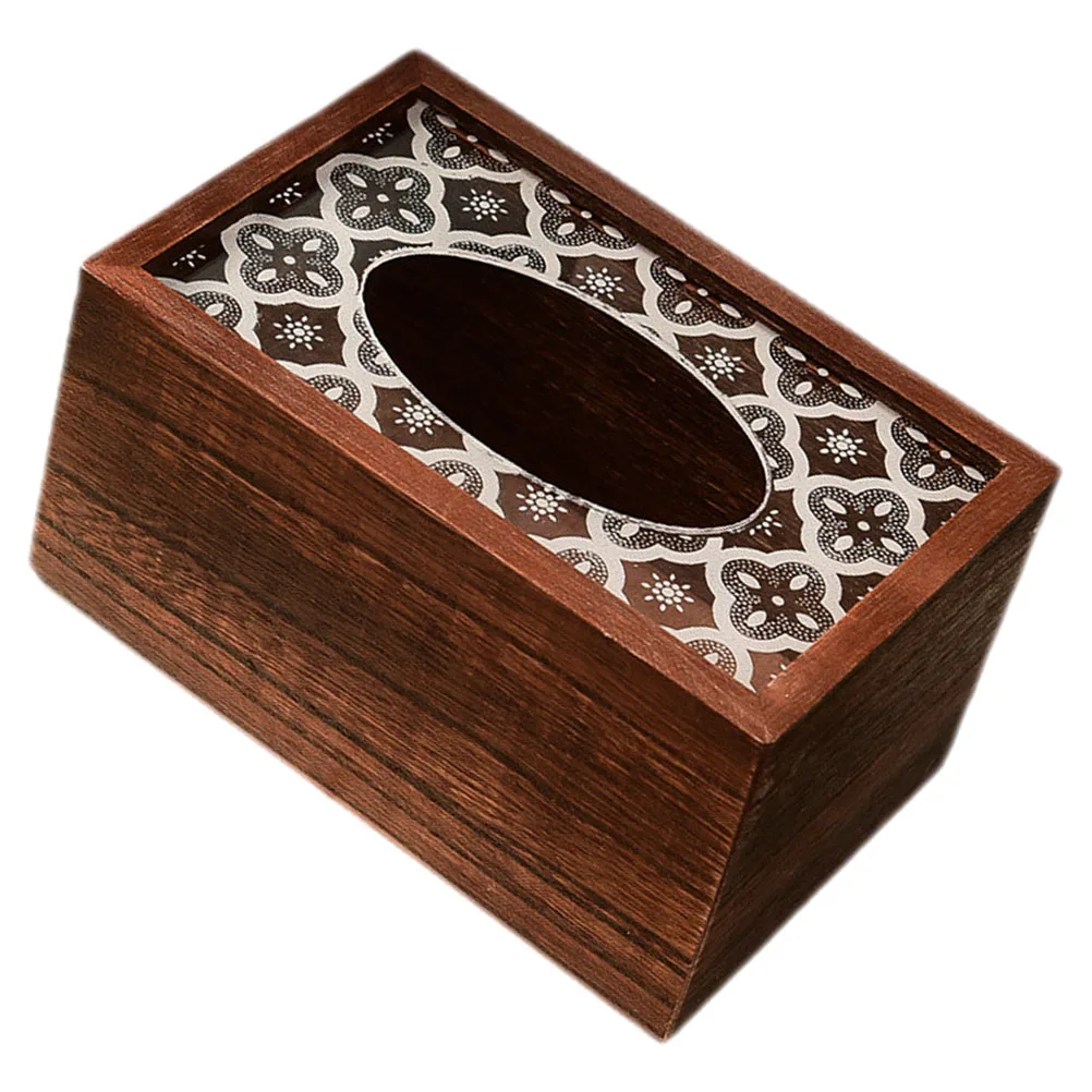 

Solid Wood Tissue Paper Box Box Vintage Napkin Holder Paper Towel Storage Organizer for Home Car Office Restaurant
