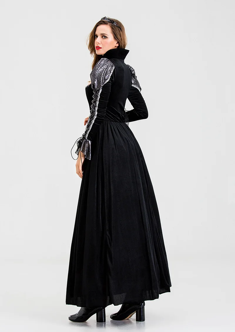 Halloween Court Costume Queen Princess Dress Black Witch Outfit Cinderella  Queen Fairy Tale Themed Women's Clothing