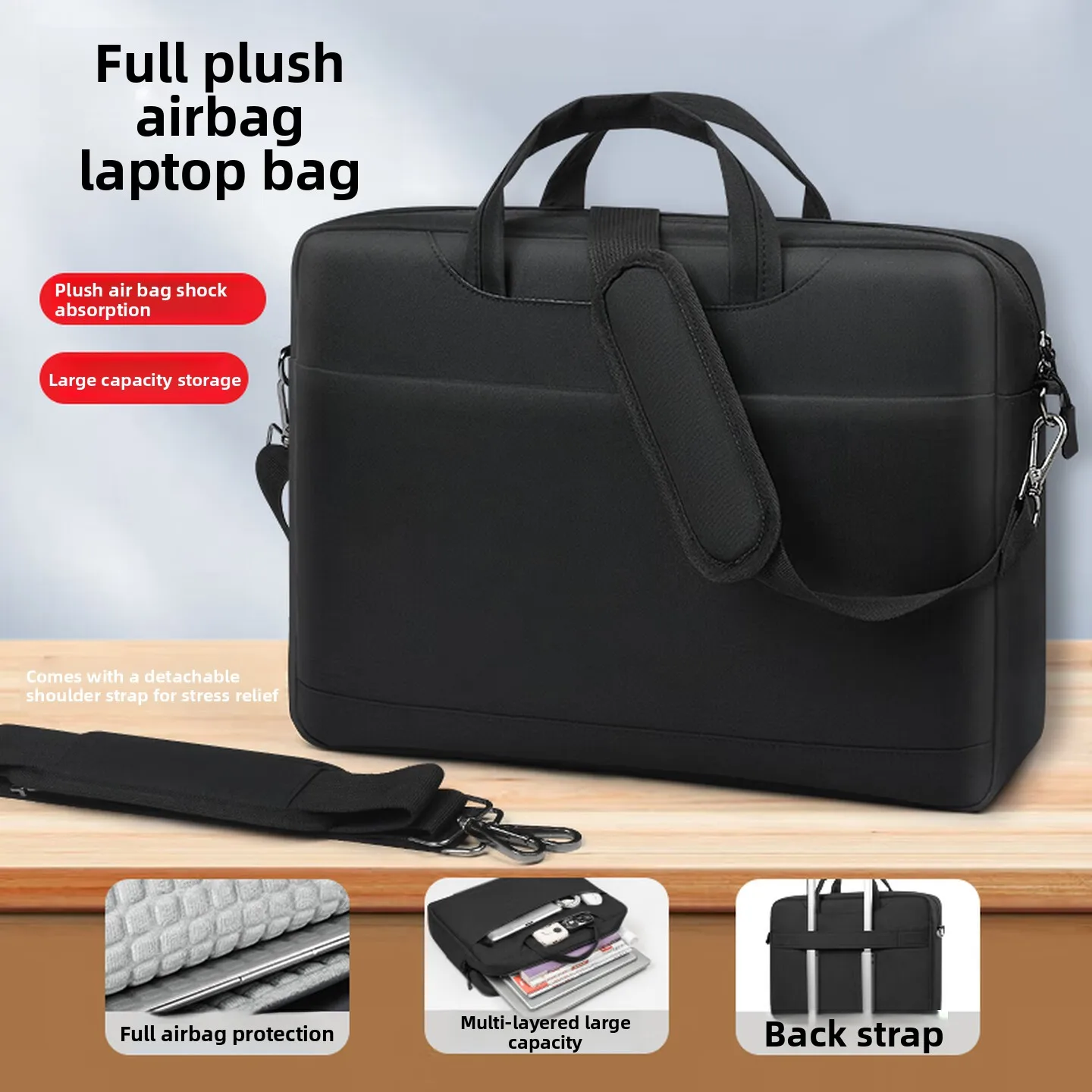 18.5 Inch Portable Monitor Bag Black Padded Shoulder Case with Shock Absorbing Foam Water Resistant Fabric Multiple Compartments