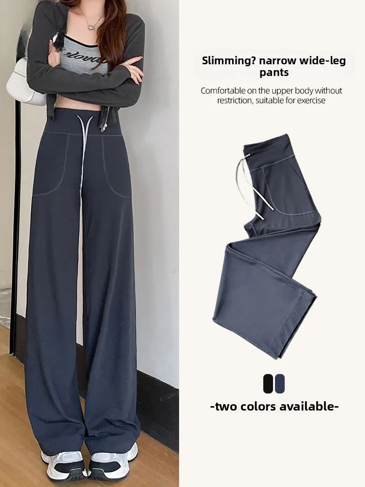 

High Waist Straight Leg Yoga Pants Women's Loose Fit Elastic Wide Leg Sports Fitn Trousers Casual Comfortable Breathable
