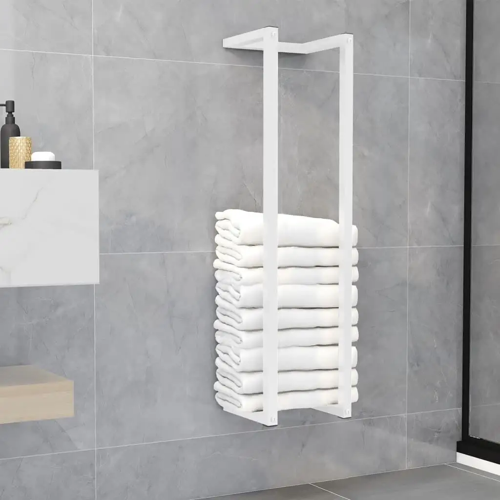 25x20x95 cm White Steel Towel Rack - Stylish, Sturdy Bathroom Organizer