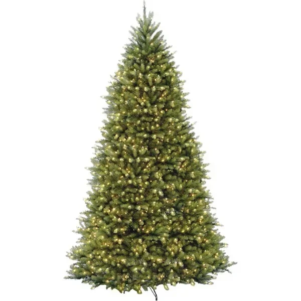 

Pre-Lit Artificial Full Christmas Tree, Green, Dunhill Fir, White Lights, Includes Stand, 12 Feet