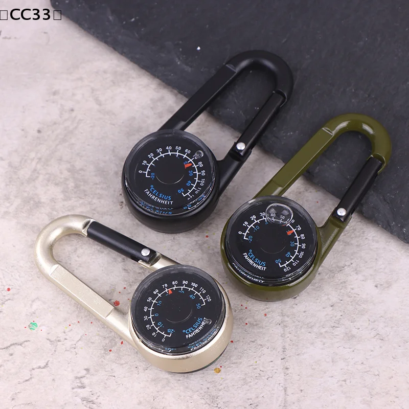 Picture 3: 3 In 1 Double Sided Mini Compass Carabiner Keychain With Compass Thermometer Outdoor Hiking Survival Zinc Alloy Key Ring〔CC33〕
