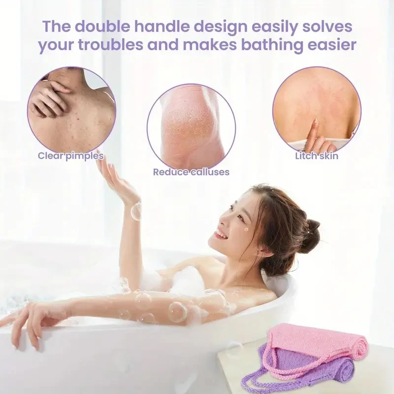 Exfoliating Bath Towel Body Back Scrub Towel for Bath Stretchable Full Body Scrub Super Absorbent Towel Bathroom Supplies