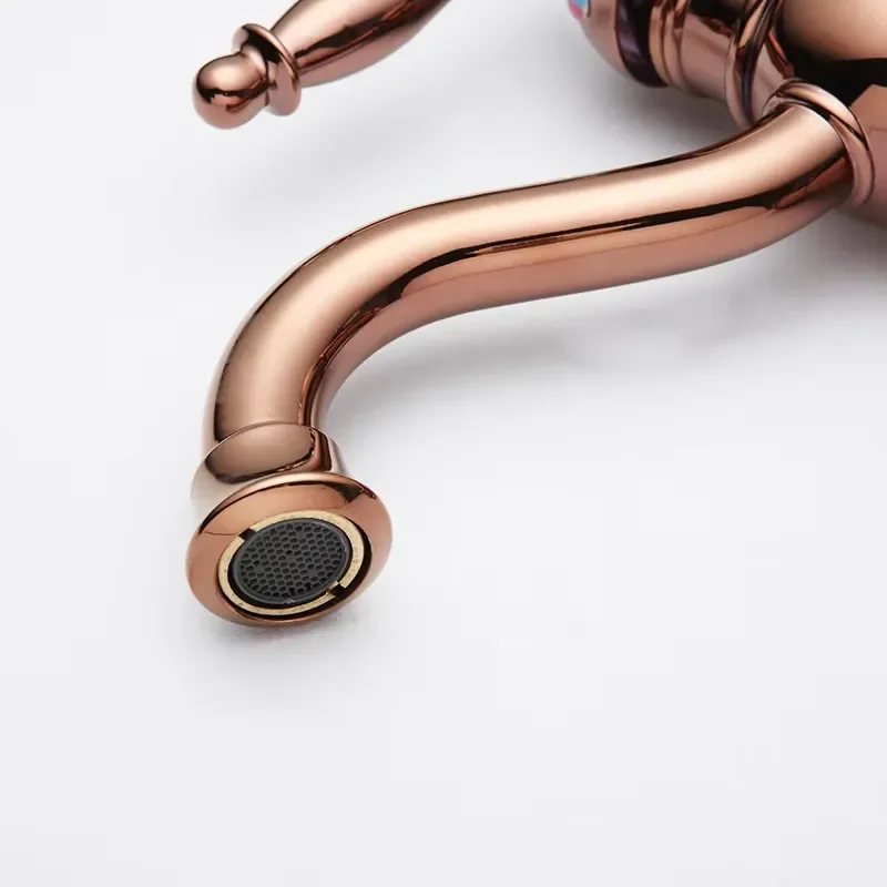 Picture 7: Brass Rose Gold Mixer Taps Bath Thermostatic Antique Basin Faucet for Bathroom