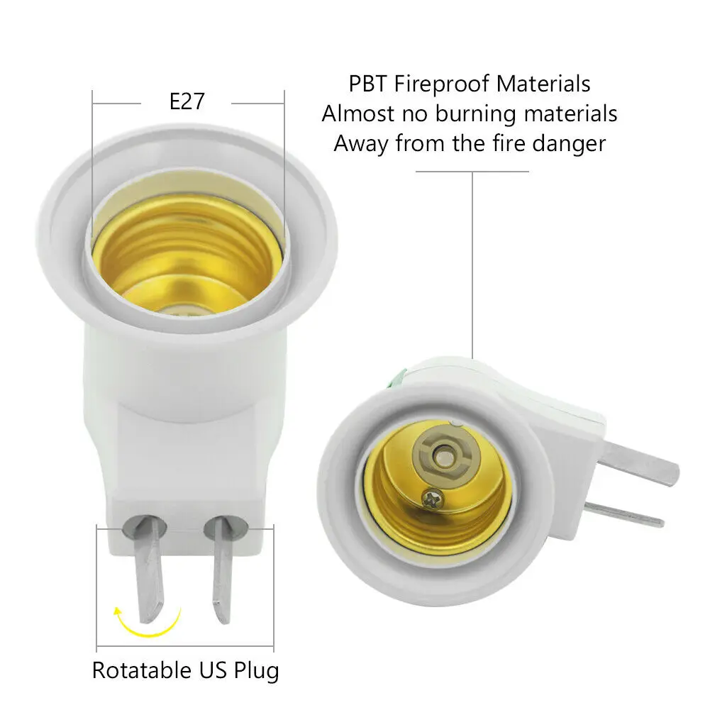 2 pz US/EU Plug LED portalampada E27 Base a vite portalampada LED con interruttore ON/OFF 110V 220V adattatore convertitore luce LED bianco