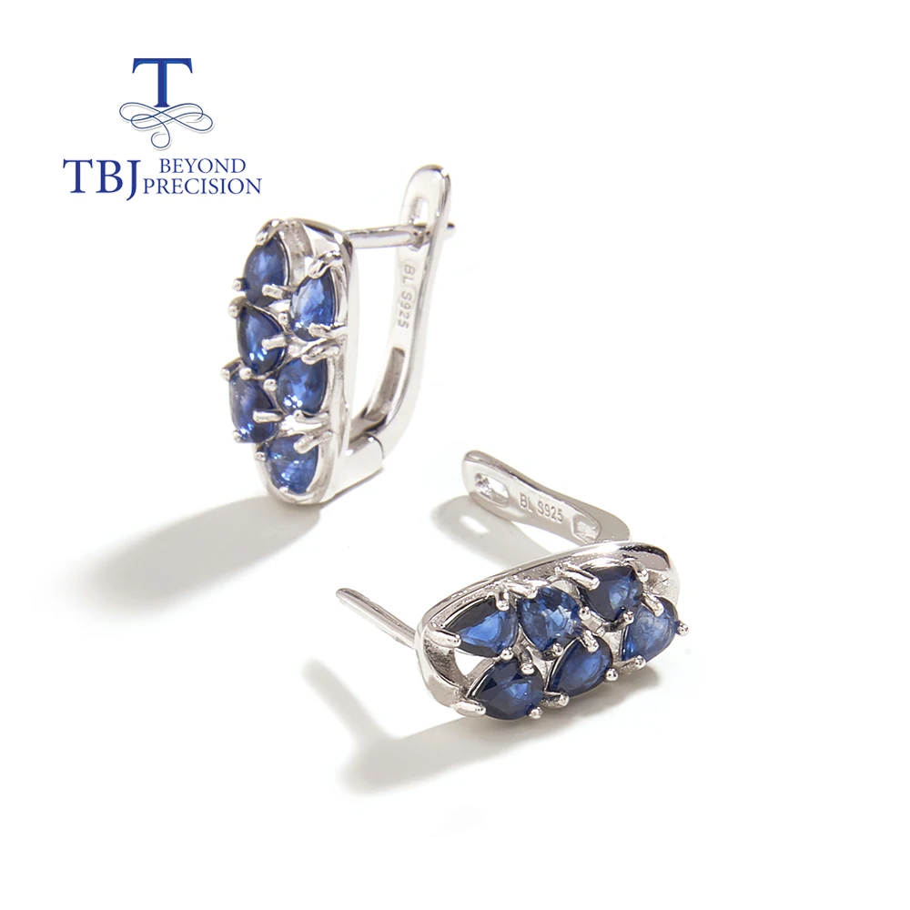 Light luxury blue sapphire earrings 925 sterling silver precious gemstone fine jewelry girls holiday gift