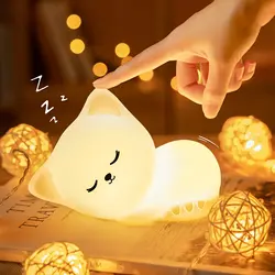 Cute Bunny Kids Night Light Lamp Girl Teen nightlight 7 Colors Nursery for Kids Bedroom Decor Silicone Portable Toddler Baby