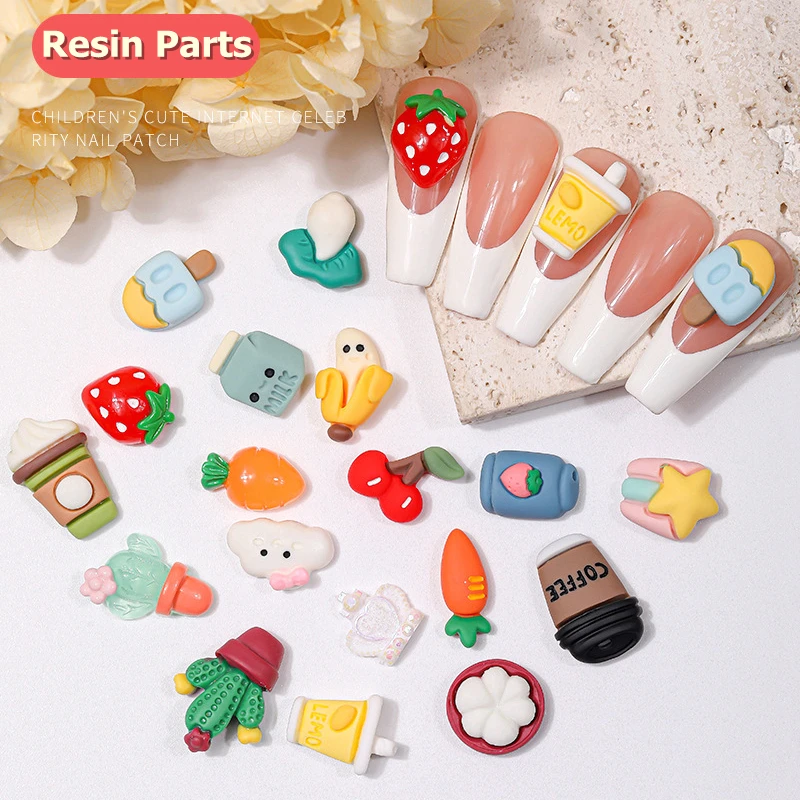 20PCS 3D Resin Nail Art Charms Kawaii Accessories Parts For Manicure Decoration Materials Nail Supplies For Professional Fruit