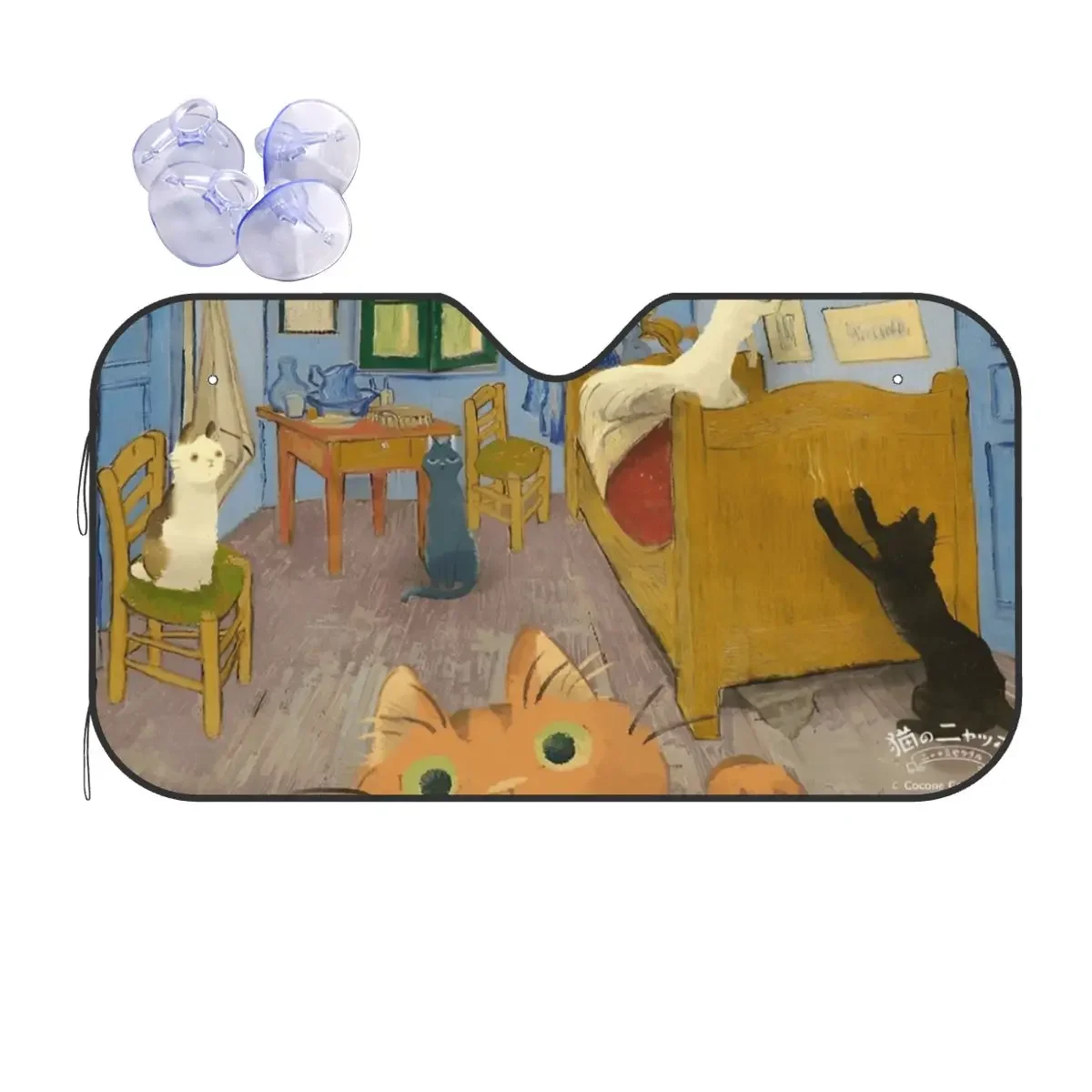 

Художественная картина маслом Kawaill Cat, лобовое стекло Sunsha, модный козырек на переднее окно автомобиля 70x130 см, автомобильные чехлы Sunsha