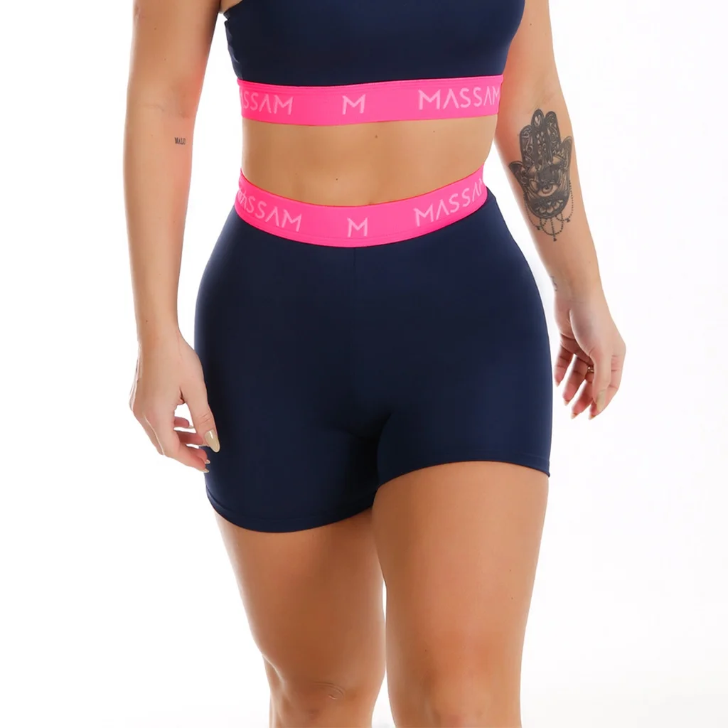 Short Marine Neon With Pink Massam Fitness