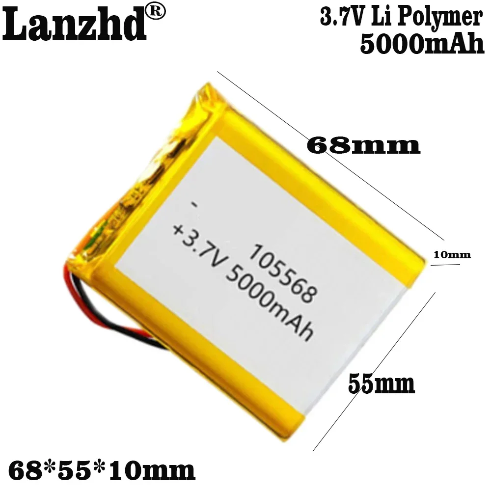 

1-10pcs 105568 3.7V 5000mAh Li Polymer Lithium LiPo Battery For E-book tablet pc laptop power bank video game GPS DVD Batteries