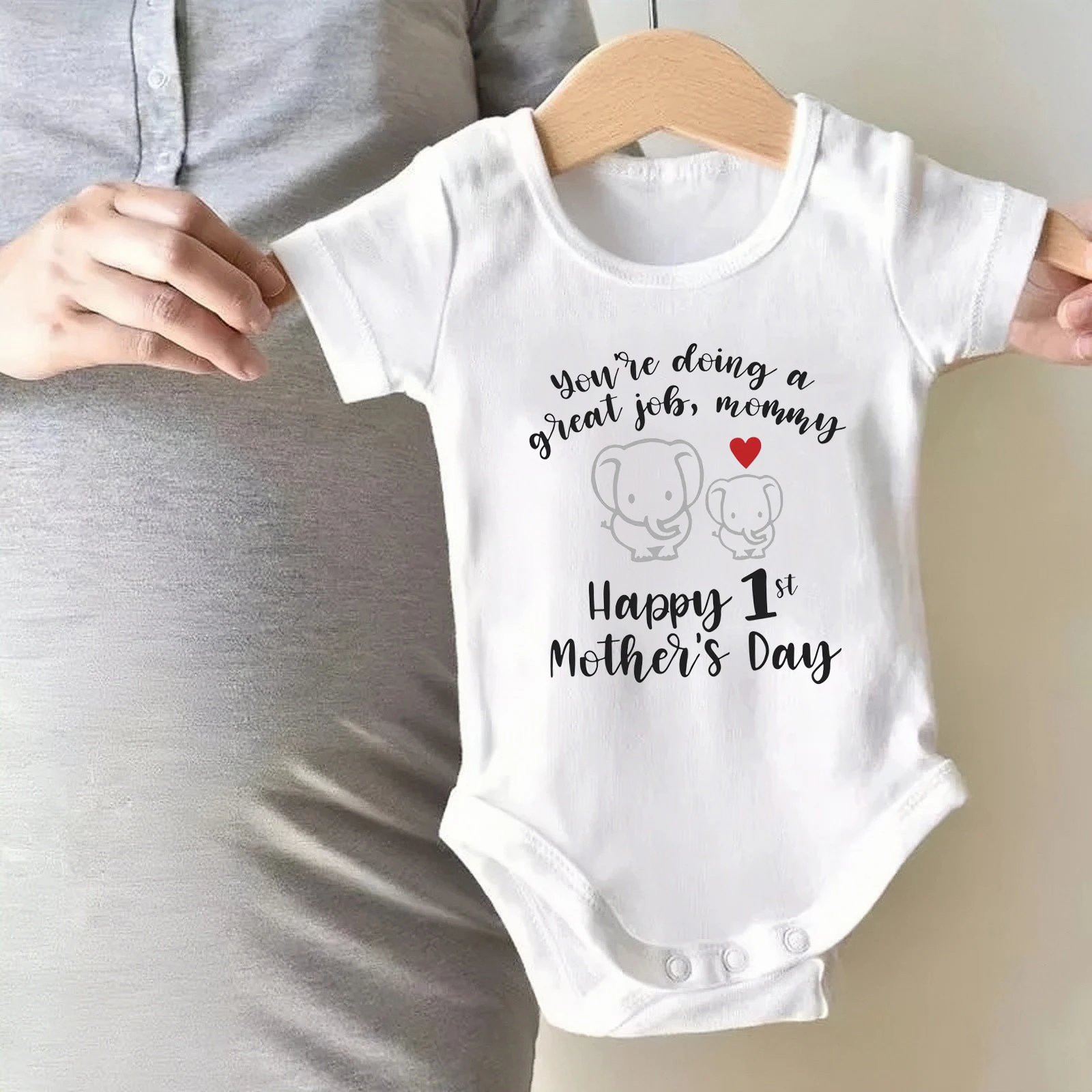 Happy 1st Mother's Day Print Baby Romper Cotton Toddler Short Sleeve Bodysuit Casual Girl Boy Jumpsuit Mothers Day Best Gift