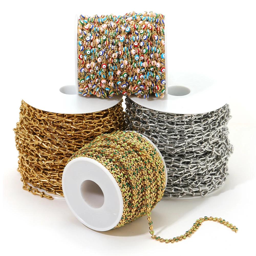 1 Meter Stainless Steel Colorful Beads Chains Leaf Knot Link Chains for DIY Jewelry Earrings Making Necklaces Bracelets Supplies - view 4