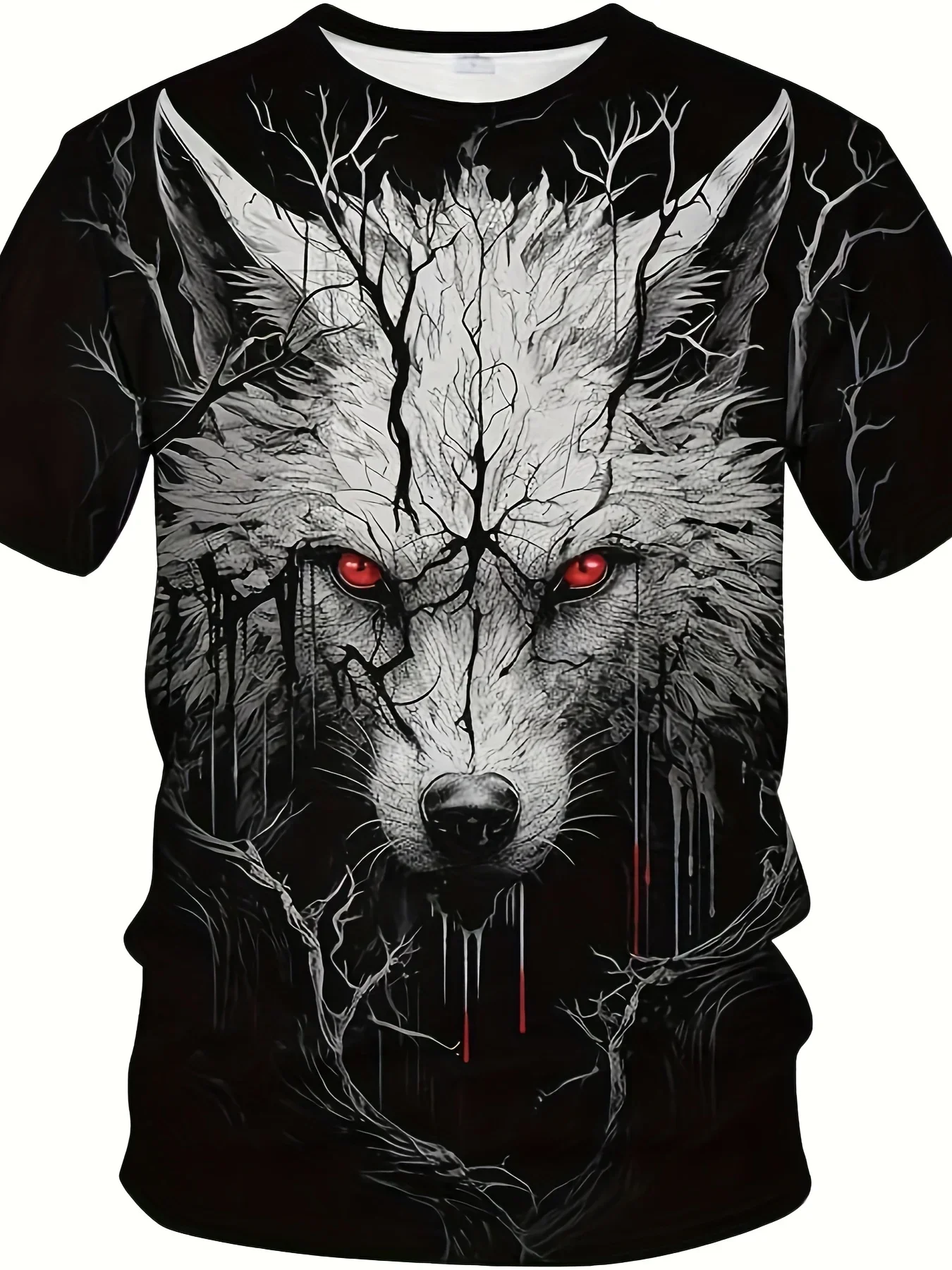 الرجال ثلاثية الأبعاد الذئب تي شيرت مطبوع عادية طاقم الرقبة قصيرة الأكمام تي شيرت الصيف الشارع الشهير 100% البوليستر نسيج متماسكة #1