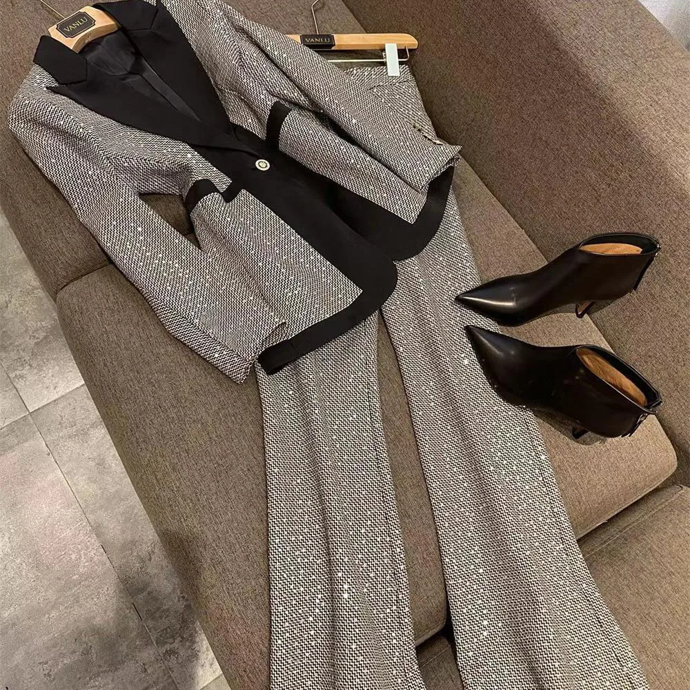 luxury designer clothing  womens blazer and pants set Korean two piece set office suit elegant 2 piece sets autumn 2024 mew