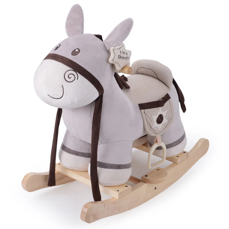 Baby 2-8 Years Old Children Solid Wood Rocking Horse Safety Trojan Toddler Rocking Chair Gift Solid Wood Birthday Gift