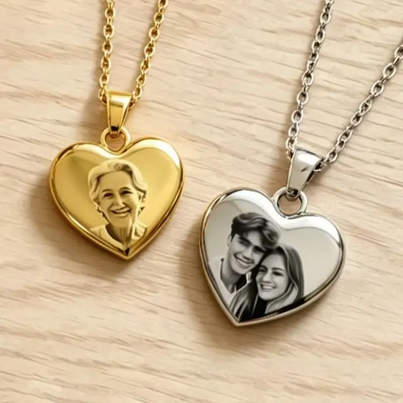 Collier personnalisé en acier inoxydable avec pendentif en forme de cœur, accessoires personnalisés avec photo et nom pour femme, cadeaux personnalisés