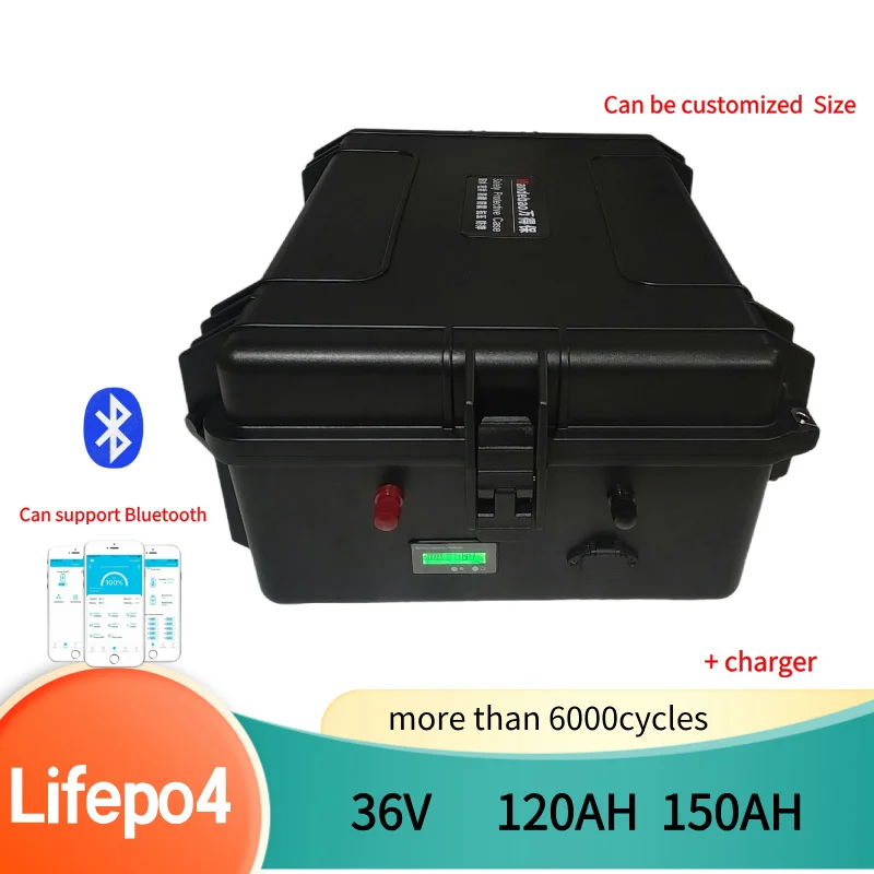 

36 В 150 Ач lifepo4 36 В 120 Ач литиевая батарея lifepo4 Bluetooth APP BMS для 4000 Вт гоночной тележки, велосипеда, скутера, лодки + зарядное устройство 10 А