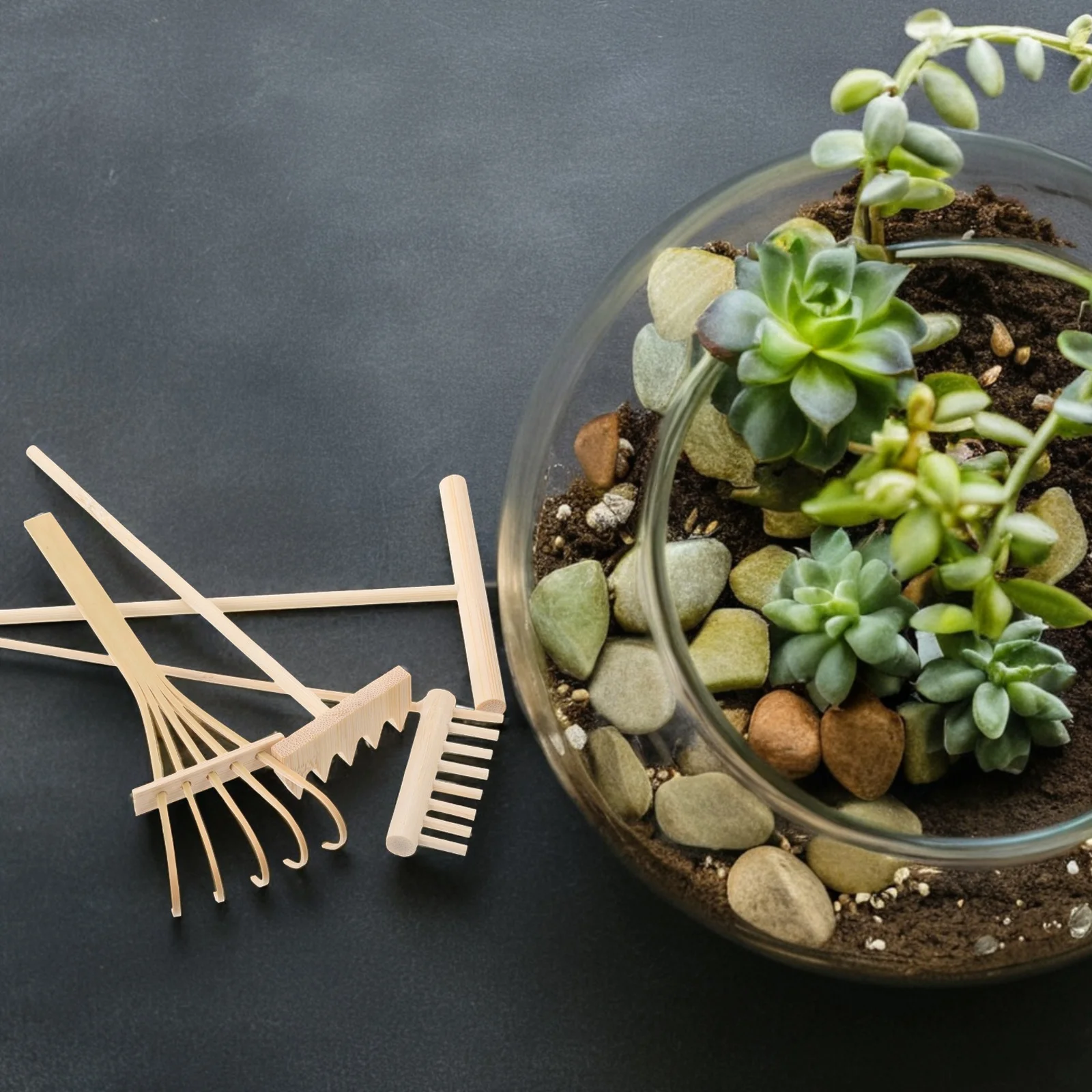 Ensemble de râteaux de jardin Zen de table, outils en bambou pour l'art du sable, exercice de pleine conscience, décoration de la maison, rehausseur d'espace spirituel, 4 pièces