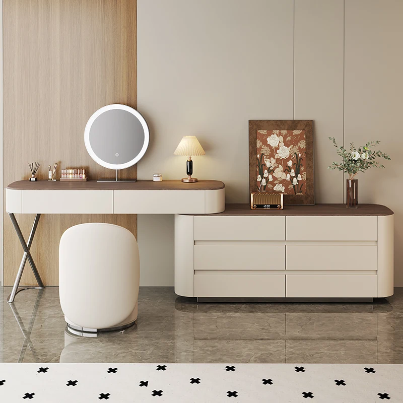 Wooden Brown Vanity Table Dest Europe Simple Long Modern Makeup Vanity Desk
