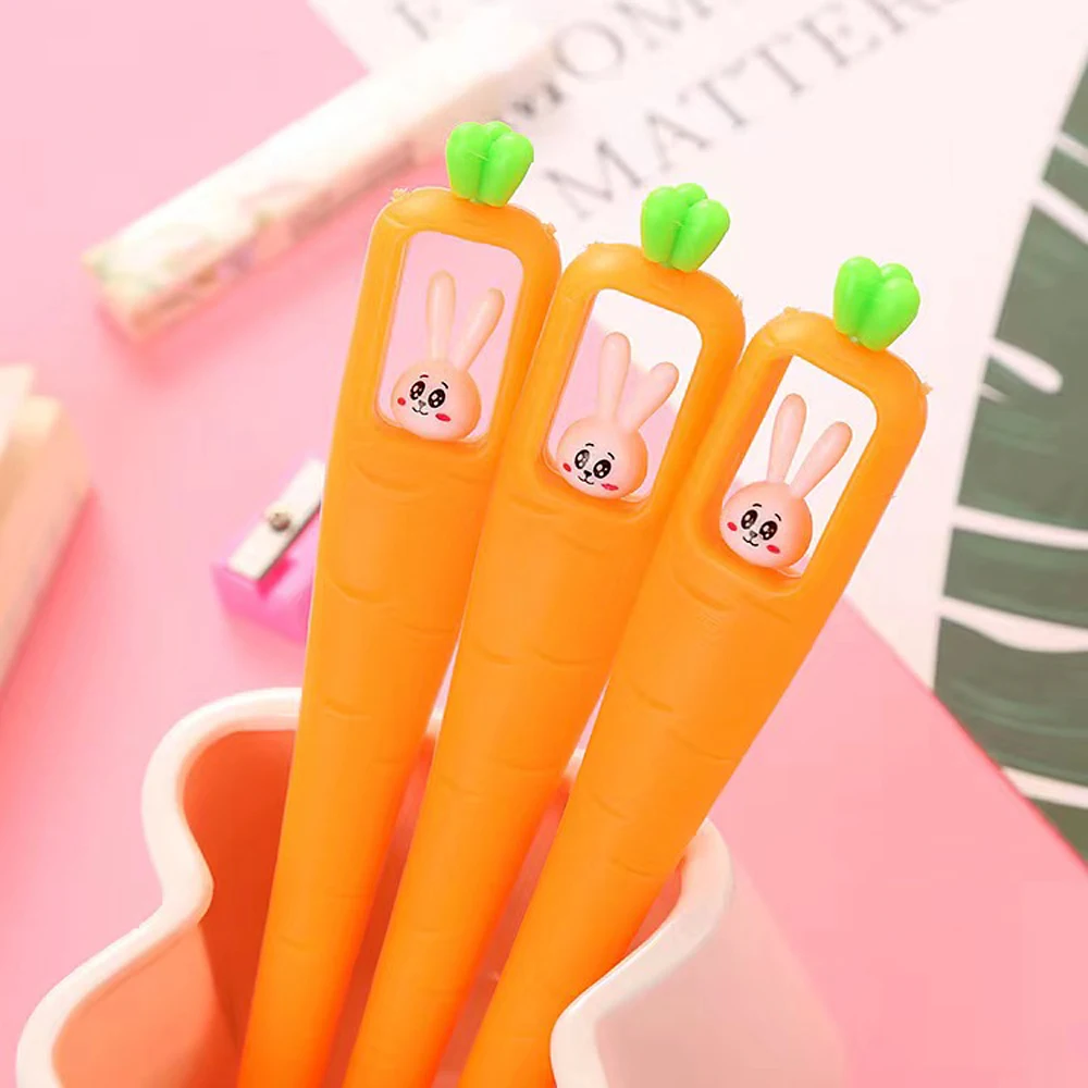 

3 Pcs Kawaii Carrot Gel Pen 0.5mm Creative Cute Neutral Ink Pen Children Gift Ballpen School Office Writing Supplies Stationery